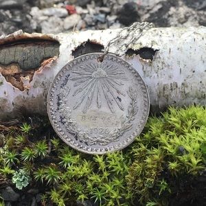 Vintage Engraved Mexican Peso Necklace